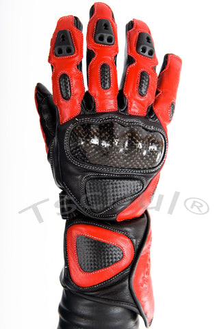 (212) Motorradhandschuh-Sporthandschuh Carbon Schutz *Red*