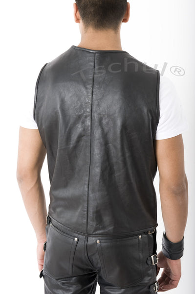 710 Herren Lederweste "Simple Black"