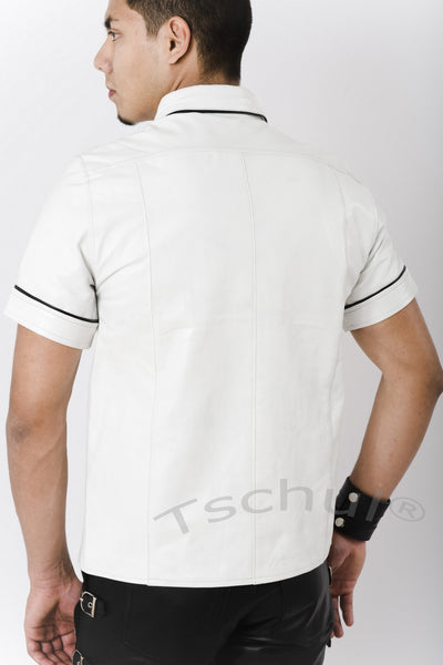 102 Herren Lederhemd White 'ANILIN-LEDER'