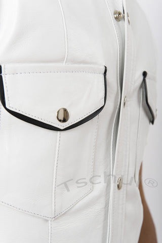 102 Herren Lederhemd White 'ANILIN-LEDER'