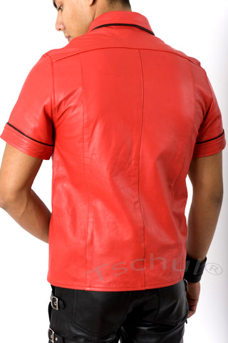 102 Herren Lederhemd Red 'ANILIN-LEDER'