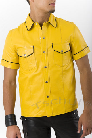 102 Herren Lederhemd Yellow 'ANILIN-LEDER'