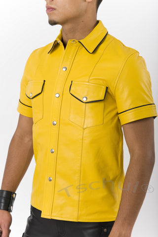 102 Herren Lederhemd Yellow 'ANILIN-LEDER'