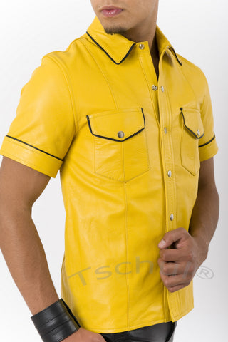 102 Herren Lederhemd Yellow 'ANILIN-LEDER'