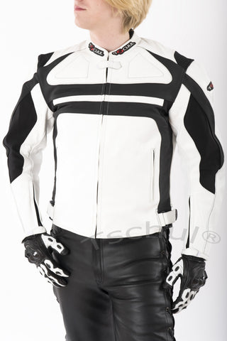 (880) Motorrad Lederjacke Herren *Black-White*