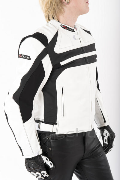 (880) Motorrad Lederjacke Herren *Black-White*