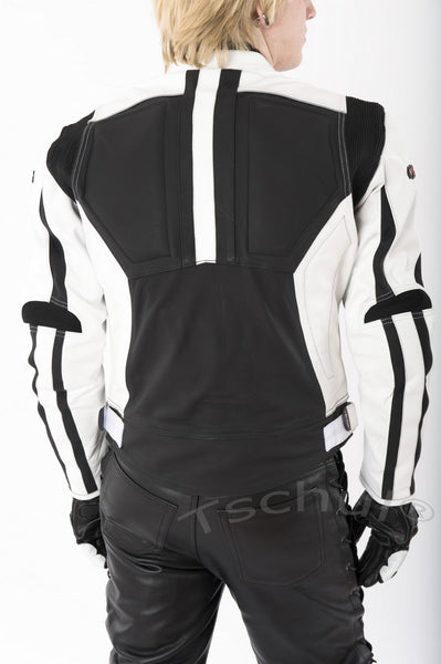 (880) Motorrad Lederjacke Herren *Black-White*