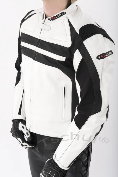 (880) Motorrad Lederjacke Herren *Black-White*