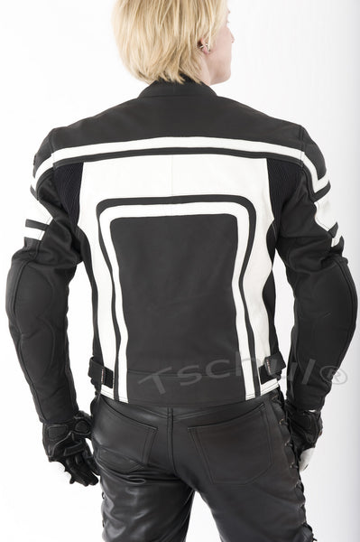 (840) Herren Motorrad Lederjacke *Black-White*