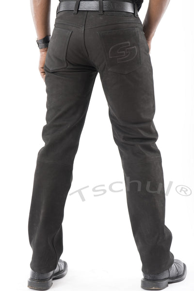 (406) Herren Nubuk Lederjeans *Classic* Schwarz