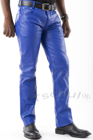 (411) Besondere Herren-Lederhose *BLAU* Aniline-Leder