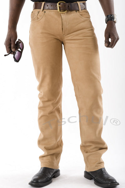 (414) Erlesene Herren-Lederhose Nubuk in "OLD-SKIN-FORM" Beige