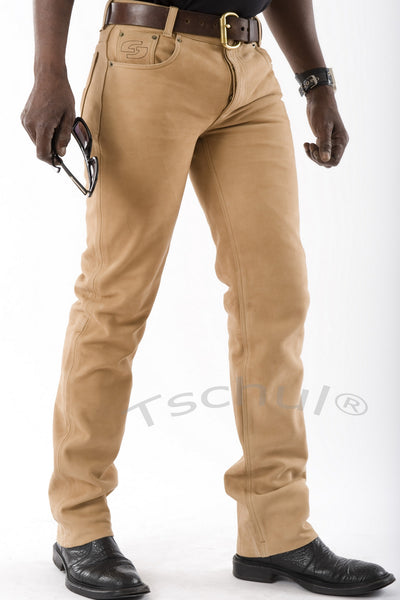 (414) Erlesene Herren-Lederhose Nubuk in "OLD-SKIN-FORM" Beige