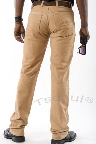 (414) Erlesene Herren-Lederhose Nubuk in "OLD-SKIN-FORM" Beige