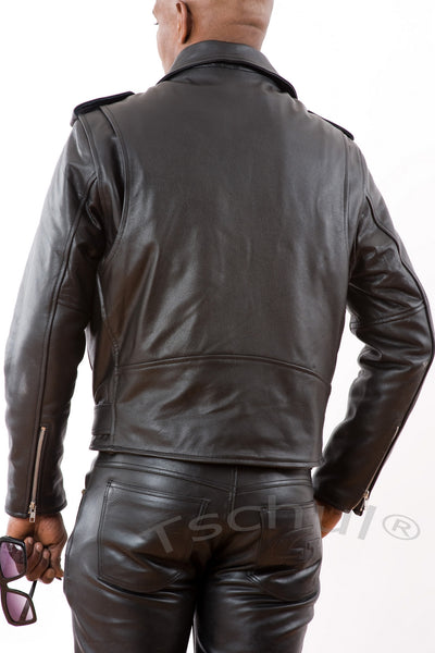 (103) Herren Biker Lederjacke *BRANDO-STYLE* Rindsleder ''BLACK''