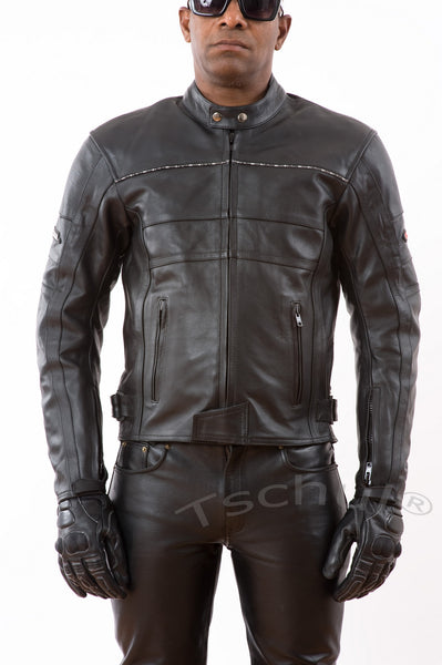 (837) Herren Motorrad Lederjacke *CLASSIC* All-Black