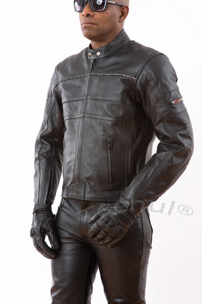 (837) Herren Motorrad Lederjacke *CLASSIC* All-Black