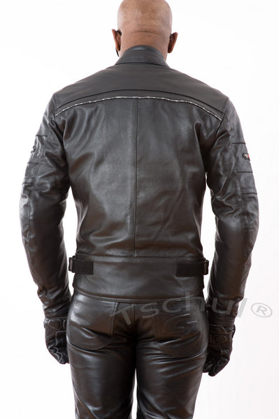 (837) Herren Motorrad Lederjacke *CLASSIC* All-Black