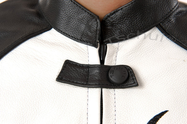 838 Damen Lederjacke Black White