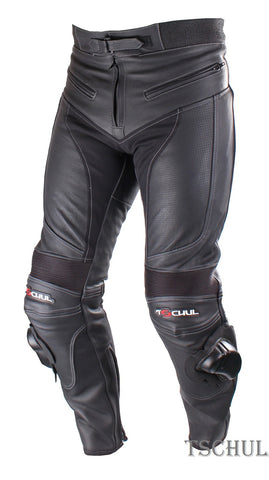 (M-60) MOTORRAD SPORTHOSE AUS RINDSLEDER *BLACK*