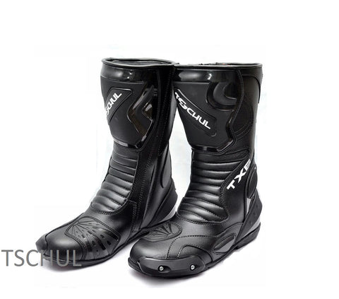 *TX6* Tschul Motorrad Sportstiefel aus Leder ''BLACK''