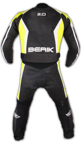 (2.0) *BERIK* 2-TEILER MOTORRAD LEDERKOMBI LS-2 10417 'BLACK/FLUORESCENT'
