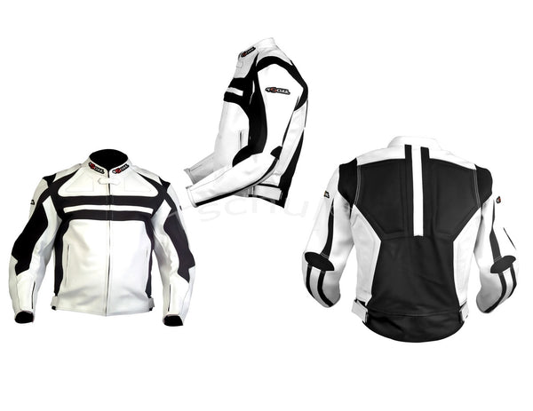 (880) Motorrad Lederjacke Herren *Black-White*